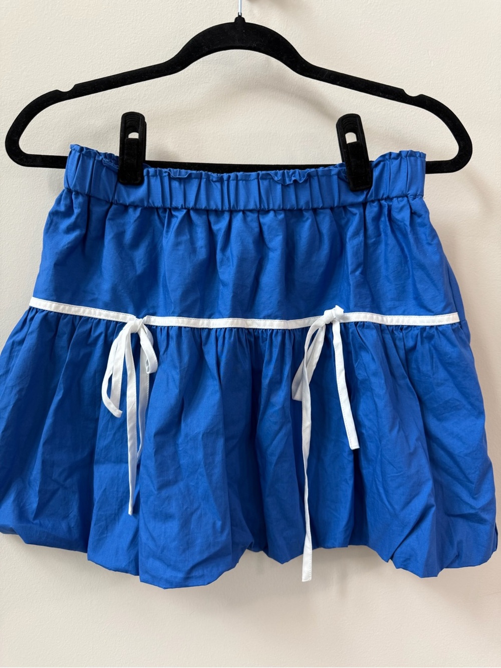 Day+Moon Blue Mini Tiered Skirt with White Trim Size Medium
